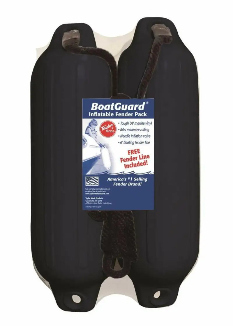 31015B2P Taylor Made 5’ X 18’ Bg 2 Pk. Black W/Black Rop - Boat Fender