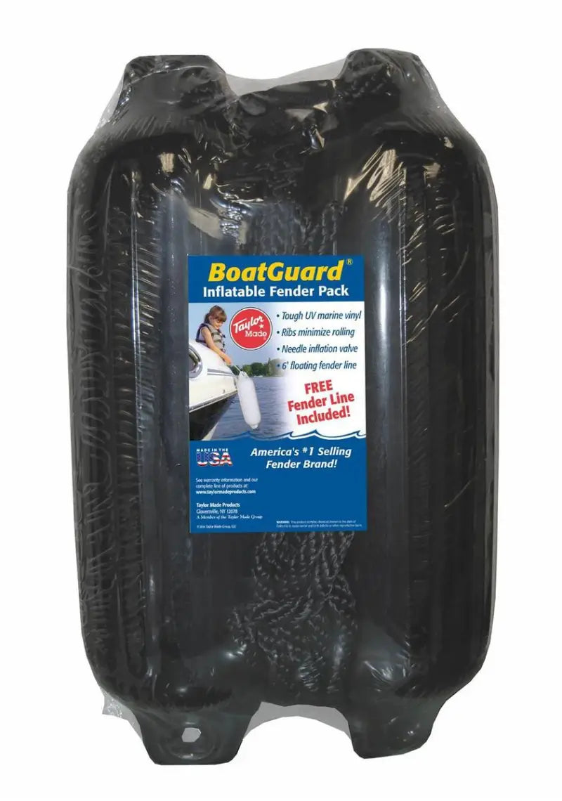 31015B2P Taylor Made 5’ X 18’ Bg 2 Pk. Black W/Black Rop - Boat Fender