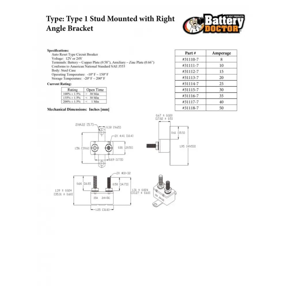 31113 Circuit Breaker In-Line 12V 20 amp by Wirthco 