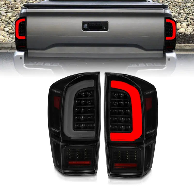 ANZO 311401 311401 ANZO 16-21 Toyota Tacoma LED Tail Lights - w/ Light Bar Sequential Black Housing & Smoke Lens