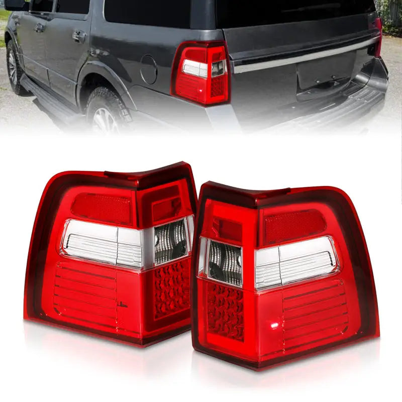 ANZO 311410 311410 ANZO 07-17 For Expedition LED Taillights w/ Light Bar Chrome Housing Red/Clear Lens