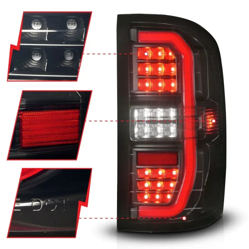 ANZO 311465 311465 ANZO 14-18 GMC Sierra 1500 Full LED Taillights Black Housing Smoke Lens (w/C Light Bars)