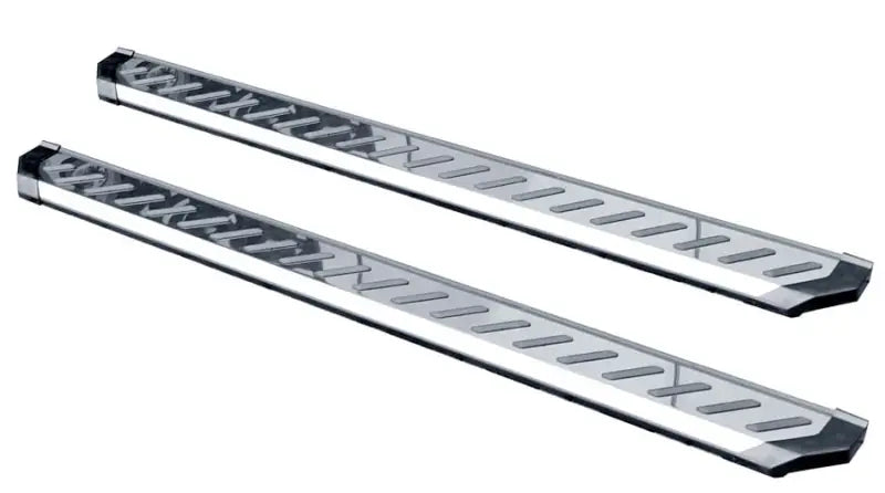 Pair of silver Romik USA RZR running boards for rugged off-road style