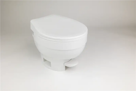 White Thetford Amvi Lo Ws toilet with foot pedal, perfect for modern RV parts & accessories