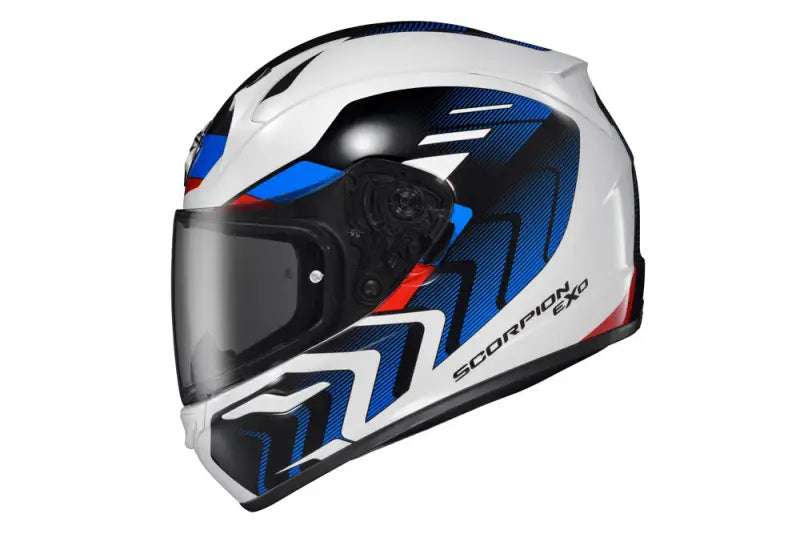 32-4014 Scorpion Exo Exo-R320 Full-Face Helmet Alchemy White/Blue/Red Md - Helmets