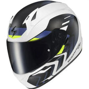 32-4024 Scorpion Exo Exo-R320 Full-Face Helmet Alchemy White/Blue/Hi-Viz Md - Helmets