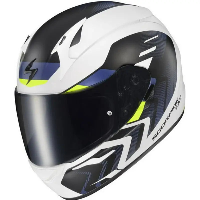 32-4024 Scorpion Exo Exo-R320 Full-Face Helmet Alchemy White/Blue/Hi-Viz Md - Helmets