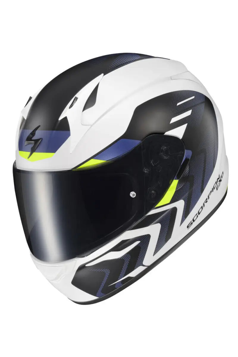32-4024 Scorpion Exo Exo-R320 Full-Face Helmet Alchemy White/Blue/Hi-Viz Md - Helmets