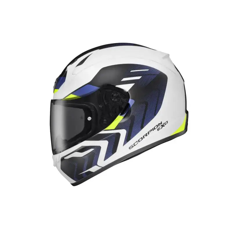 32-4024 Scorpion Exo Exo-R320 Full-Face Helmet Alchemy White/Blue/Hi-Viz Md - Helmets