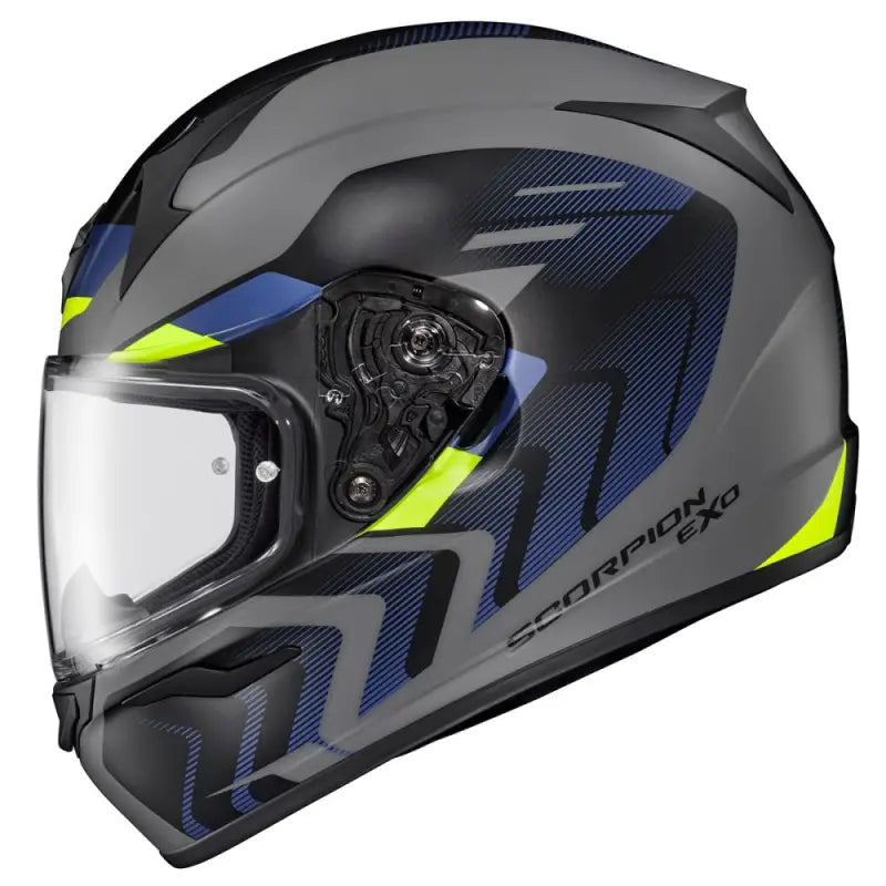 32-4025 Scorpion Exo Exo-R320 Full-Face Helmet Alchemy White/Blue/Hi-Viz Lg - Helmets