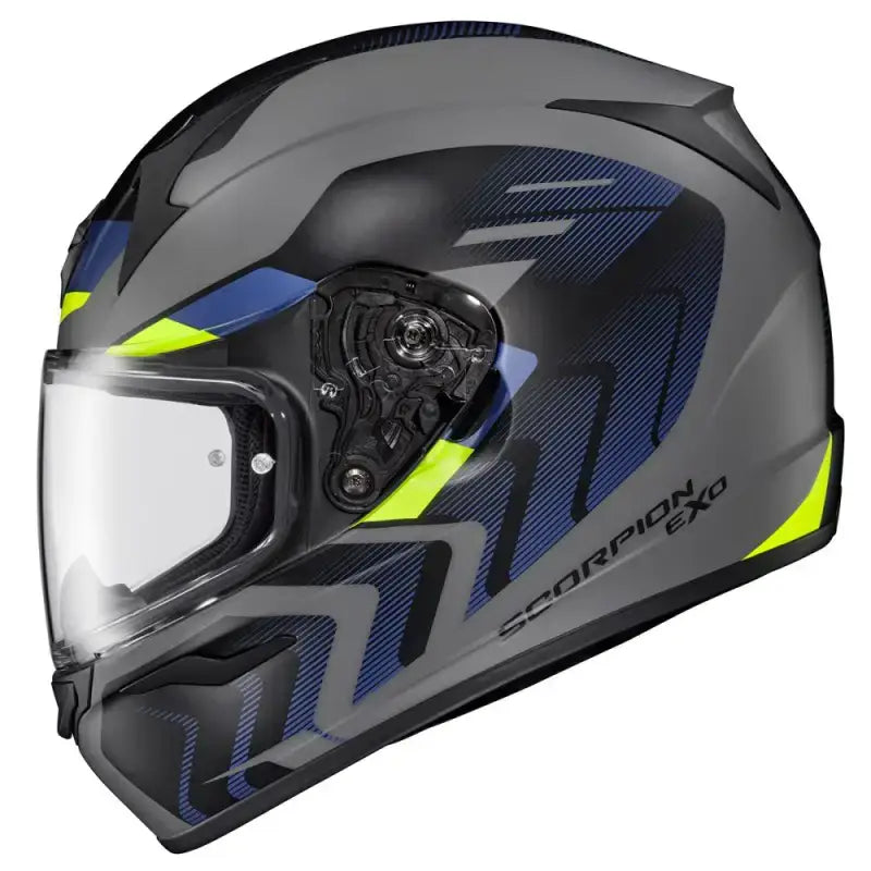 32-4025 Scorpion Exo Exo-R320 Full-Face Helmet Alchemy White/Blue/Hi-Viz Lg - Helmets