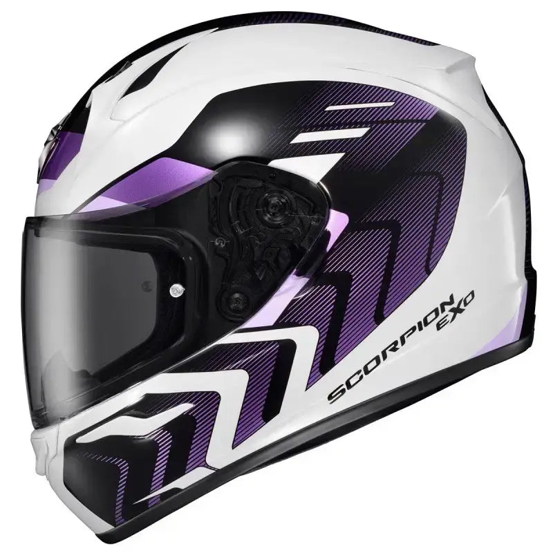 32-4045 Scorpion Exo Exo-R320 Full-Face Helmet Alchemy White/Purple Lg - RV and Auto Parts