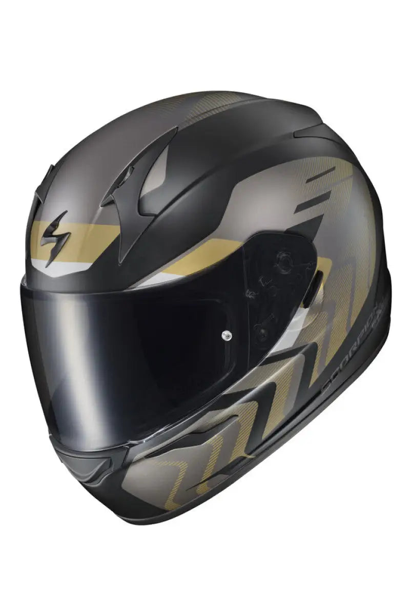 32-4054 Scorpion Exo Exo-R320 Full-Face Helmet Alchemy Black/Gold/Grey Md - Helmets