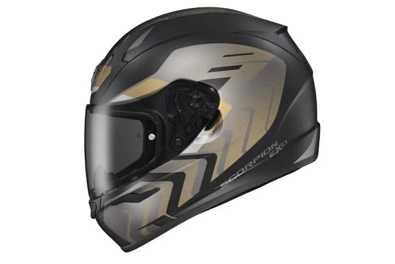 32-4054 Scorpion Exo Exo-R320 Full-Face Helmet Alchemy Black/Gold/Grey Md - Helmets