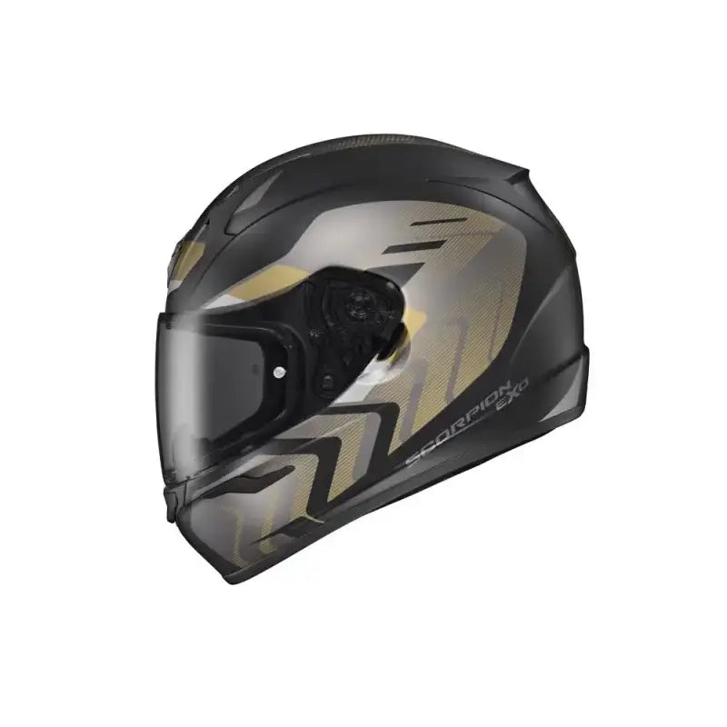 32-4054 Scorpion Exo Exo-R320 Full-Face Helmet Alchemy Black/Gold/Grey Md - Helmets