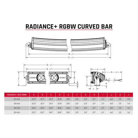 320053 Rigid Industry Rad+ Curved 20 Rgbw