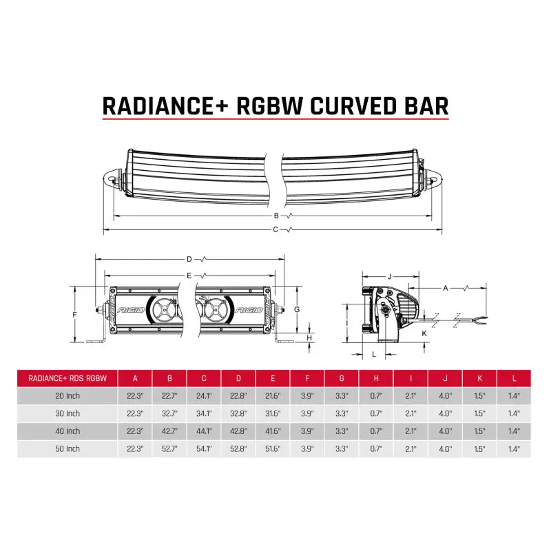 320053 Rigid Industry Rad+ Curved 20 Rgbw