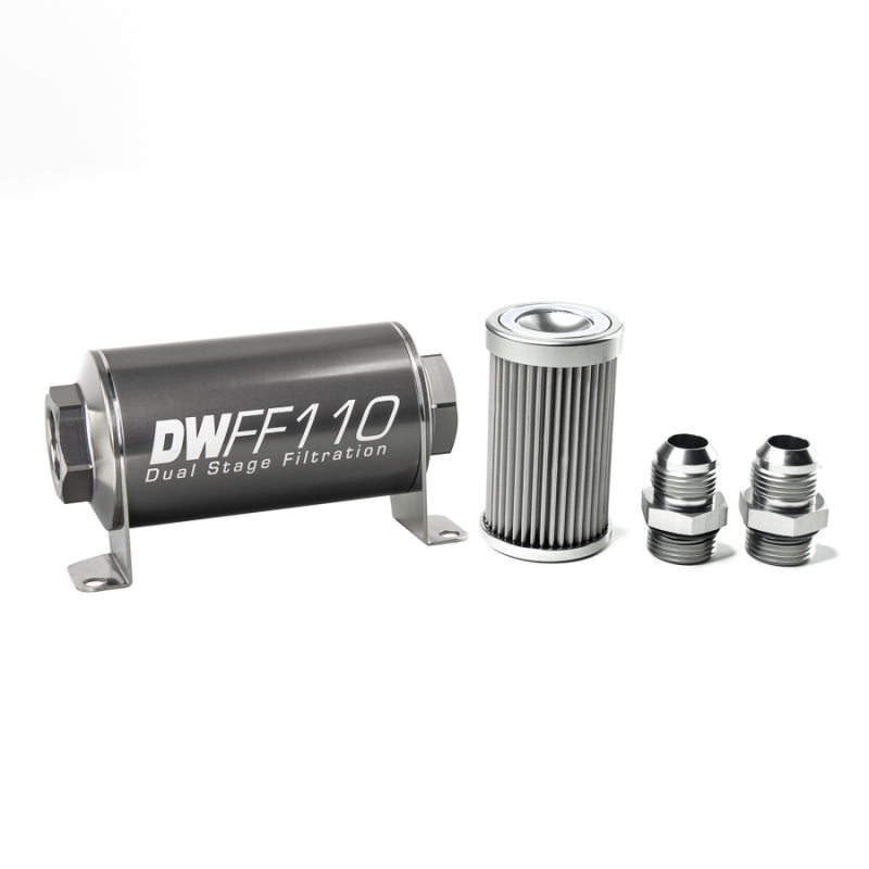 DeatschWerks 8-03-110-010K-10 DeatschWerks Stainless Steel 10AN 10 Micron Universal Inline Fuel Filter Housing Kit (110mm)