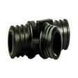 Black plastic barbed tee fitting for PEX crimp plumbing from Elkhart Supp PEX 5-pack