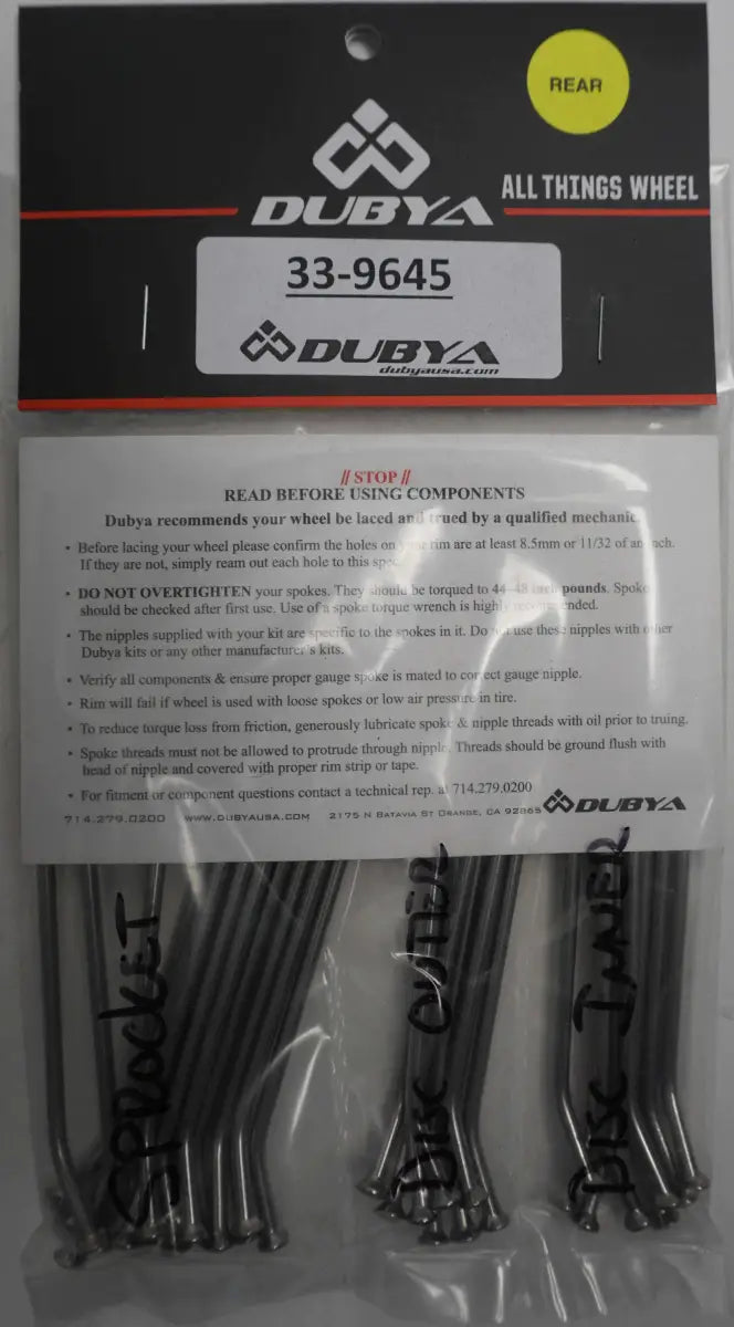 33-9645 Rear Spoke Kit 12"