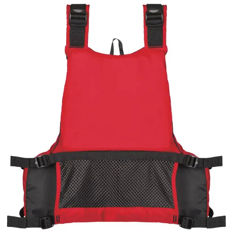 33004-16-A-DR Airhead Yukon Base Paddle/Angler Vest in vibrant red, designed for safety and comfort during paddling and angling activities.