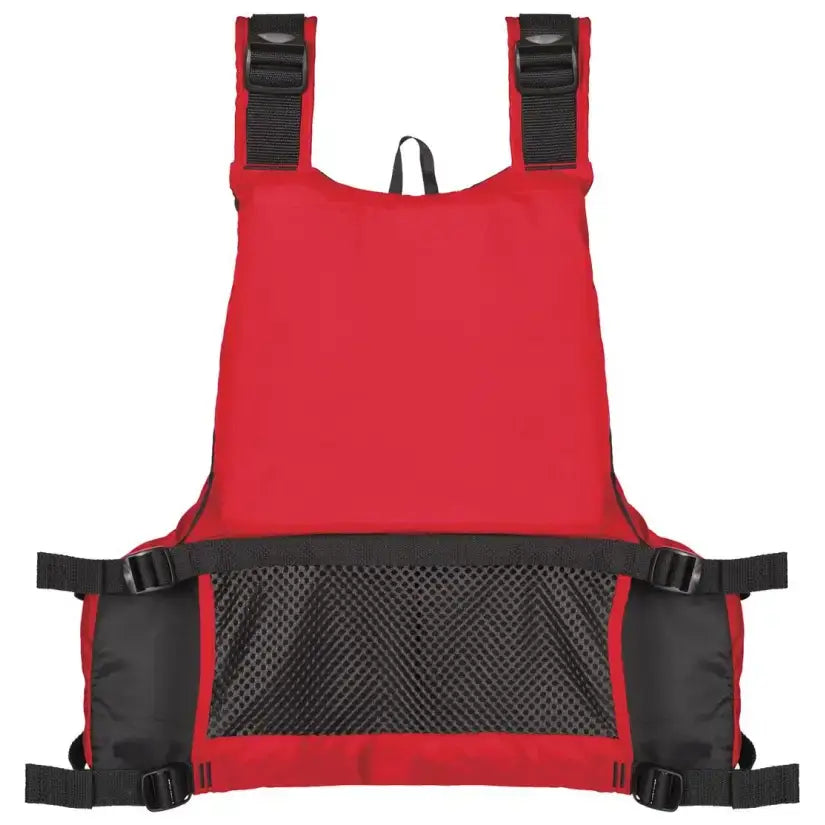 33004-16-A-DR Airhead Yukon Base Paddle/Angler Vest in vibrant red, designed for safety and comfort during paddling and angling activities.