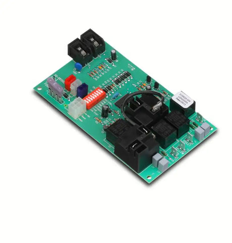 Green circuit board with electronic components for Dometic air conditioner control board