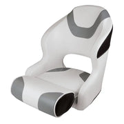 Wise Seating Baja Bucket Seat with Flip Up Bolster, 3315-1782, sleek black and gray design, bucket seat for comfort, adjustable bolster, marine-grade construction, UV and water-resistant, ideal for boating enthusiasts.