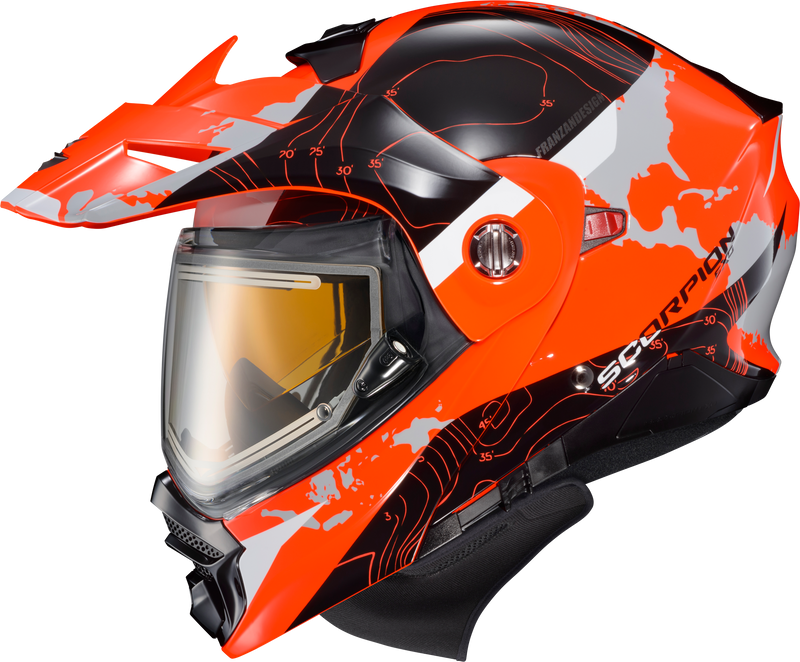96-1035-EC Scorpion Exo Exo-At960 Cold Weather Helmet Topographic Hi-Viz Org Lg Elec