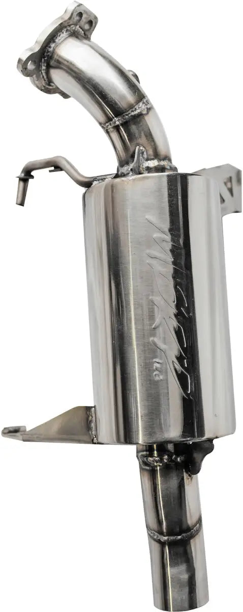 Shiny metal exhaust muffler from 3331008 Performance Exhaust Race Series for performance exhaust race vehicles