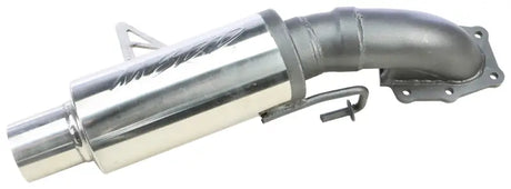 Polished metal performance exhaust race silencer for vehicle upgrade 33602210