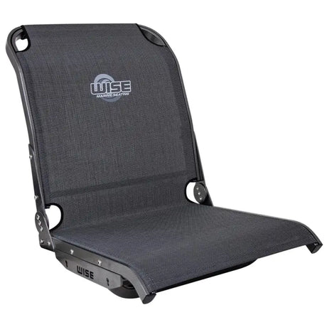 Wise Seating Aero X Mesh High Back Boat Seat, 3373-1800, durable high back design with breathable mesh, labeled Wise Marine Seating.