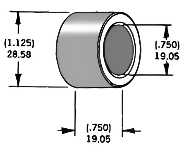 339304 Axle Spacer Zinc 43654 86a 3/4"X0.75"
