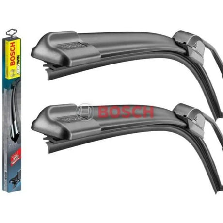Two black Bosch wiper blades in packaging, perfect for clear visibility on the road