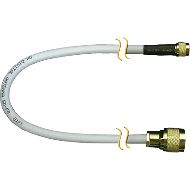 White coaxial cable with gold connectors for 340-75nm digital and minimally sized UHF connections