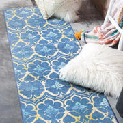 340733 Crystal Art 2.5X7 Runner Sky Blu Leilani Damask - Carpet