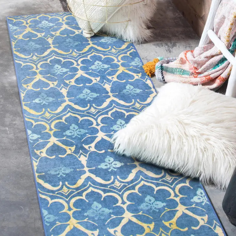 340733 Crystal Art 2.5X7 Runner Sky Blu Leilani Damask - Carpet