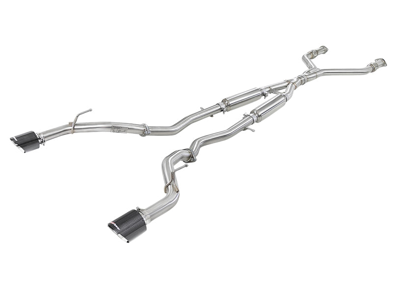 aFe 49-36134NM-C aFe POWER Takeda 2.5in 304 SS CB Exhaust w/ Carbon Fiber Tips 17-19 Infiniti Q60 V6-3.0L (tt)