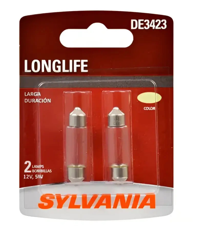 Two Sylvania Longlife light bulbs in 34567 Sylvania De3423Ll.Bp2 En-Sp box