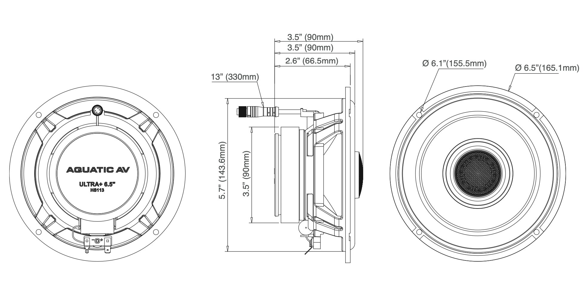 Aquatic AV 6.5" Speakers Audio/Visual/Communication HS113 - 6.5 Speaker 300W Rgb Aplicable
