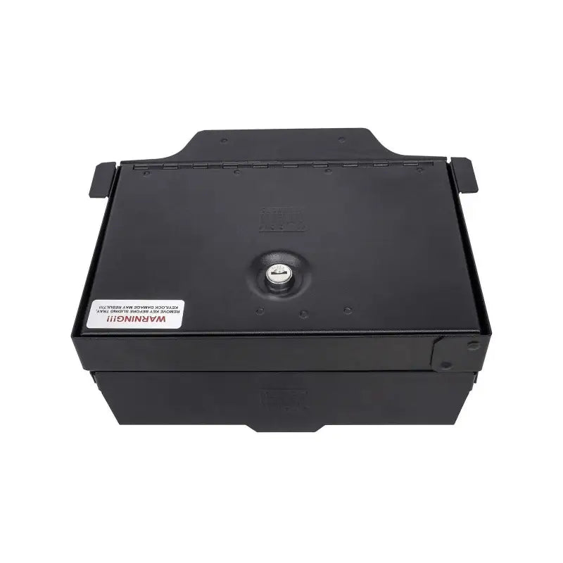 "354-01 Tuffy Sec Security Console Insert, durable black insert designed for secure vehicle storage, featuring a key lock mechanism and easy installation by Tuffy."