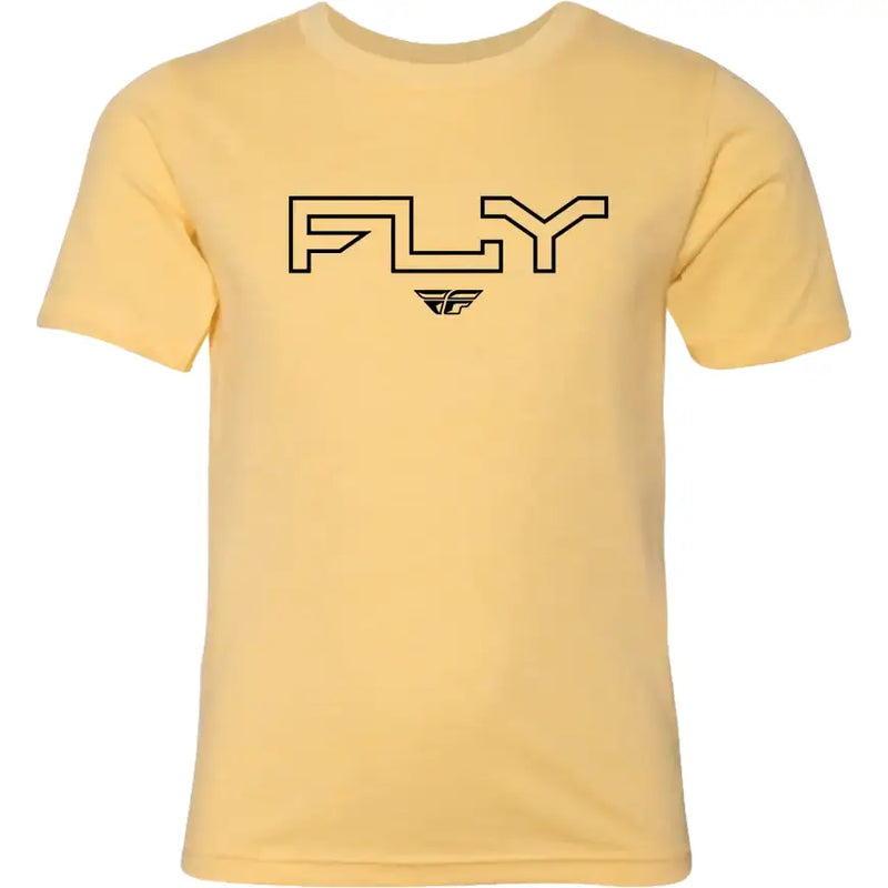 Yellow FLY graphic tee for youth in a cool Banana color style