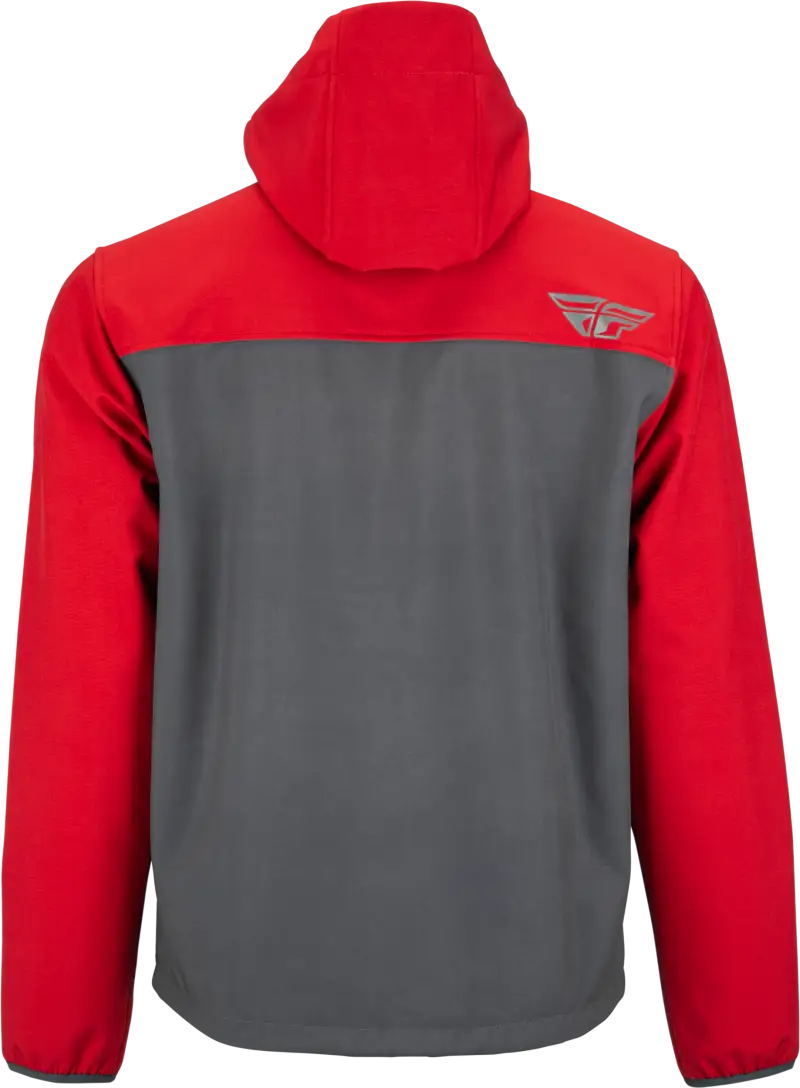 Red and gray checkpoint jacket with cinch-cord adjustment 354-63842X style