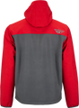 Red and gray checkpoint jacket with cinch-cord adjustment 354-63842X style
