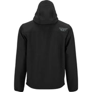 Black hooded checkpoint jacket with cinch-cord adjustment, style 354-63853X
