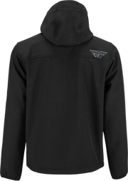 Black hooded checkpoint jacket with cinch-cord adjustment 354-6386S Obskura Black Sm
