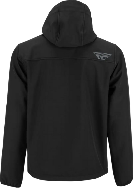 Black hooded checkpoint jacket with cinch-cord adjustment 354-6386S Obskura Black Sm