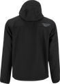 Black hooded checkpoint jacket with cinch-cord adjustment 354-6386S Obskura Black Sm