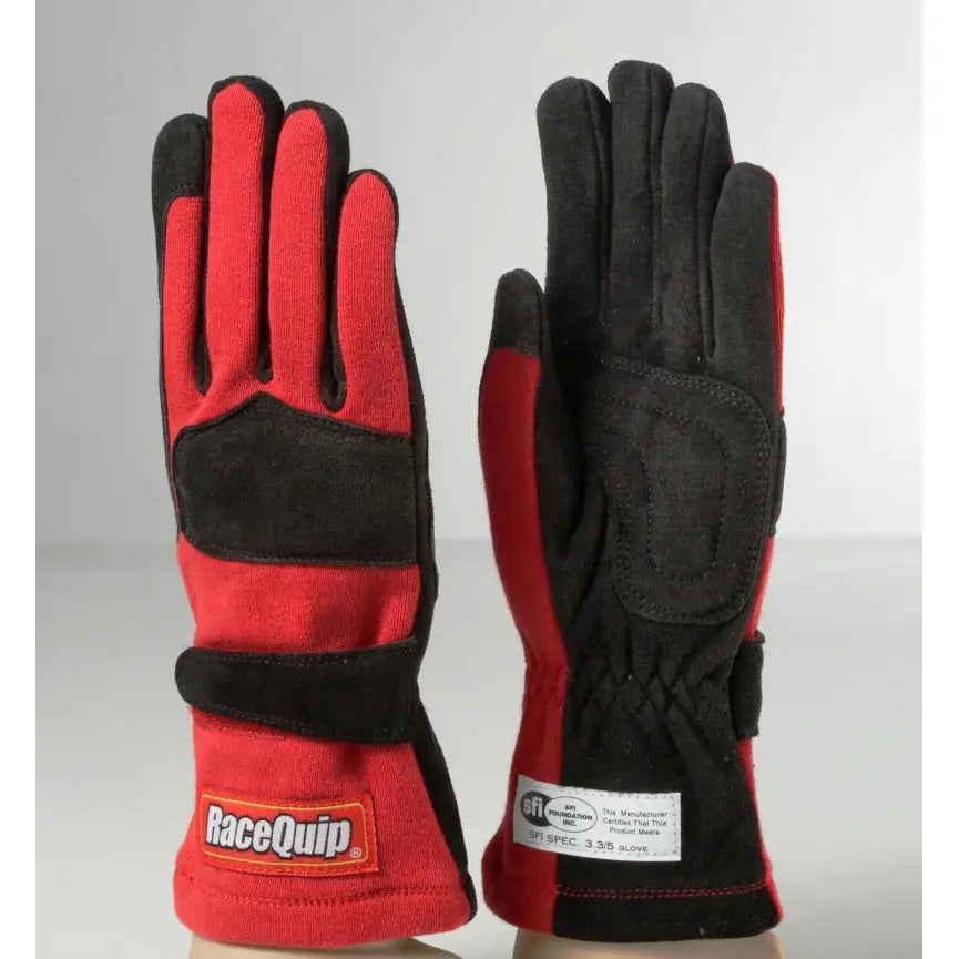 RACEQUIP 355015 2-LYR SFI-5 GLOVE LRG RED