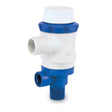 Shurflo 357-113-10 12 Vdc 800 Gph submersible pump with 3/4' port, blue and white, durable and high-performance for various liquid transfer applications.